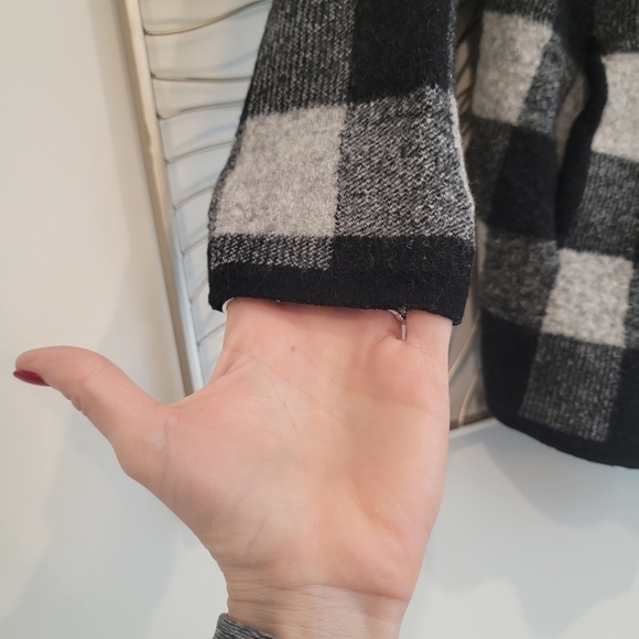 Lauren Ralph Lauren Wool Buffalo Check Plaid Open Front  Cardigan - Picture 4 of 7